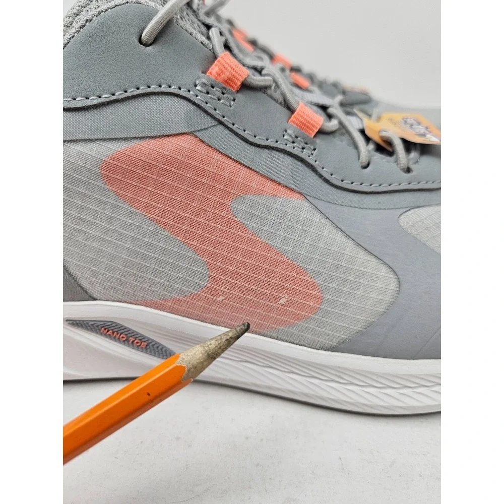 Skechers Work Carbix Yunia Slip-In Work Shoes Gray/Coral Women's Sz‎ 8 NEW/BLEM